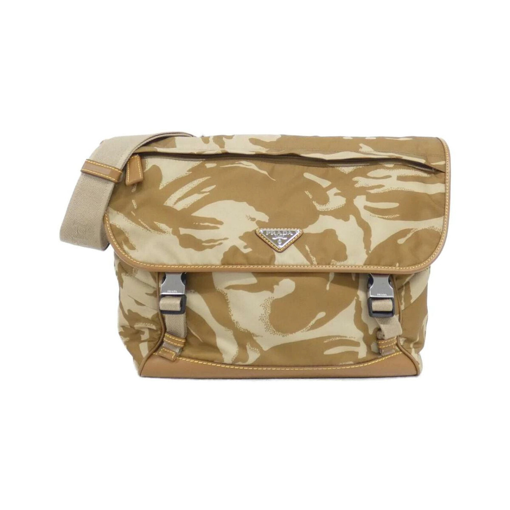 Prada Camouflage messenger bag leather logo Brown Tan